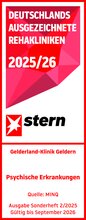 Zertifikat von Stern für Deutschlands ausgezeichnete Rehakliniken 2025/2026